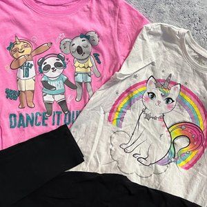 Girls Children's Place Outfit Set (2 short sleeve shirts & leggings) Size 10/12